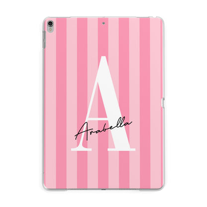 Personalised Pink Stripes Initial Apple iPad Silver Case