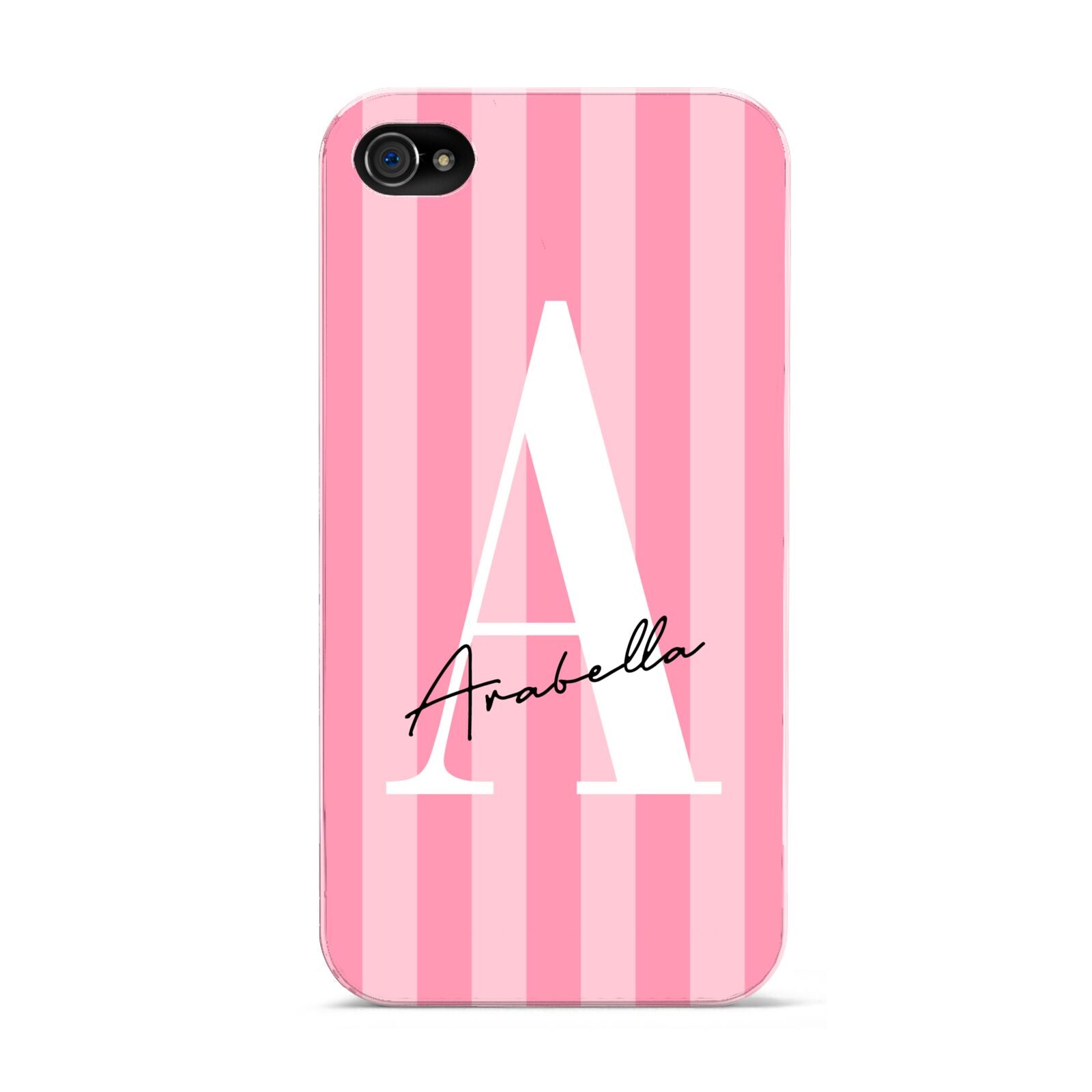 Personalised Pink Stripes Initial Apple iPhone 4s Case
