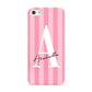 Personalised Pink Stripes Initial Apple iPhone 5 Case