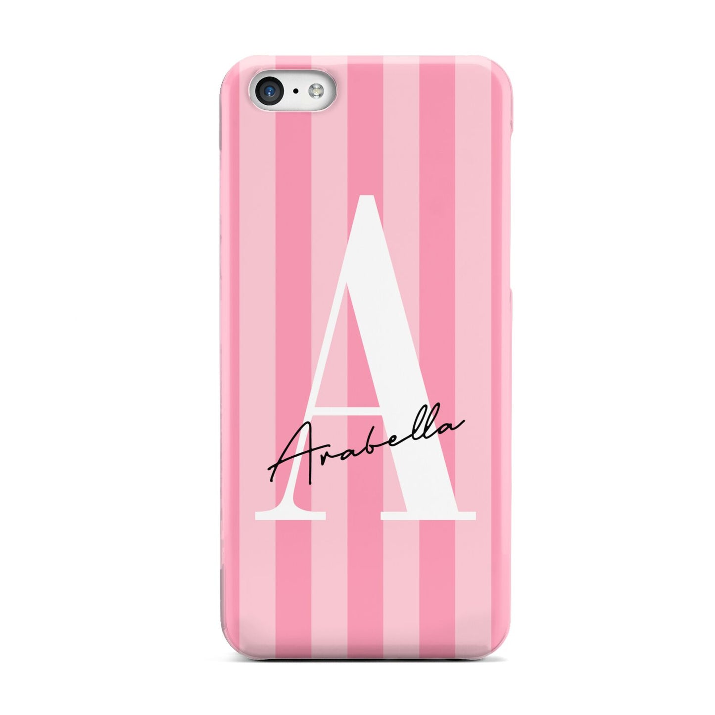 Personalised Pink Stripes Initial Apple iPhone 5c Case
