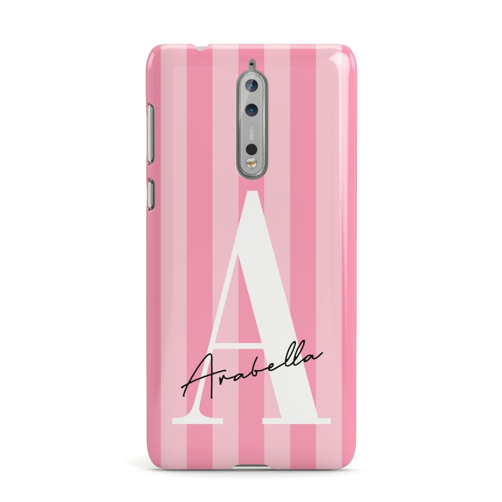 Personalised Pink Stripes Initial Nokia Case