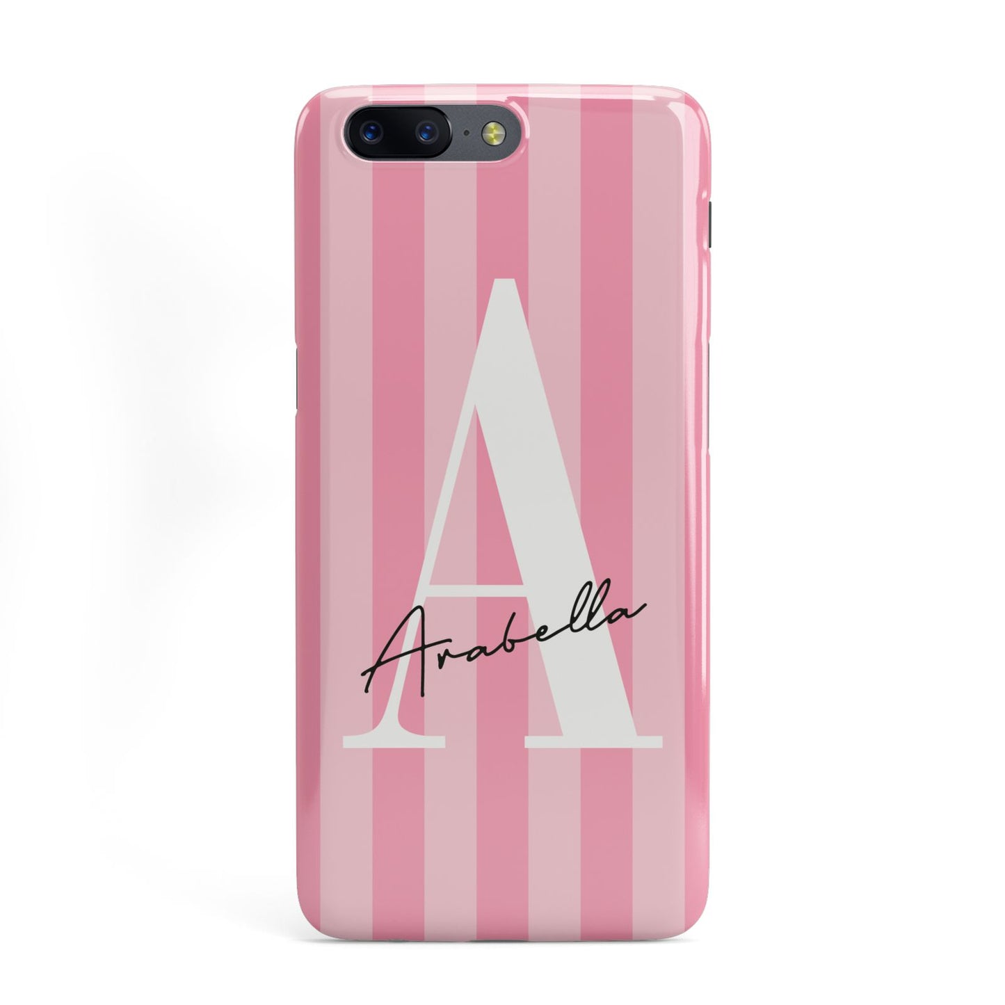 Personalised Pink Stripes Initial OnePlus Case