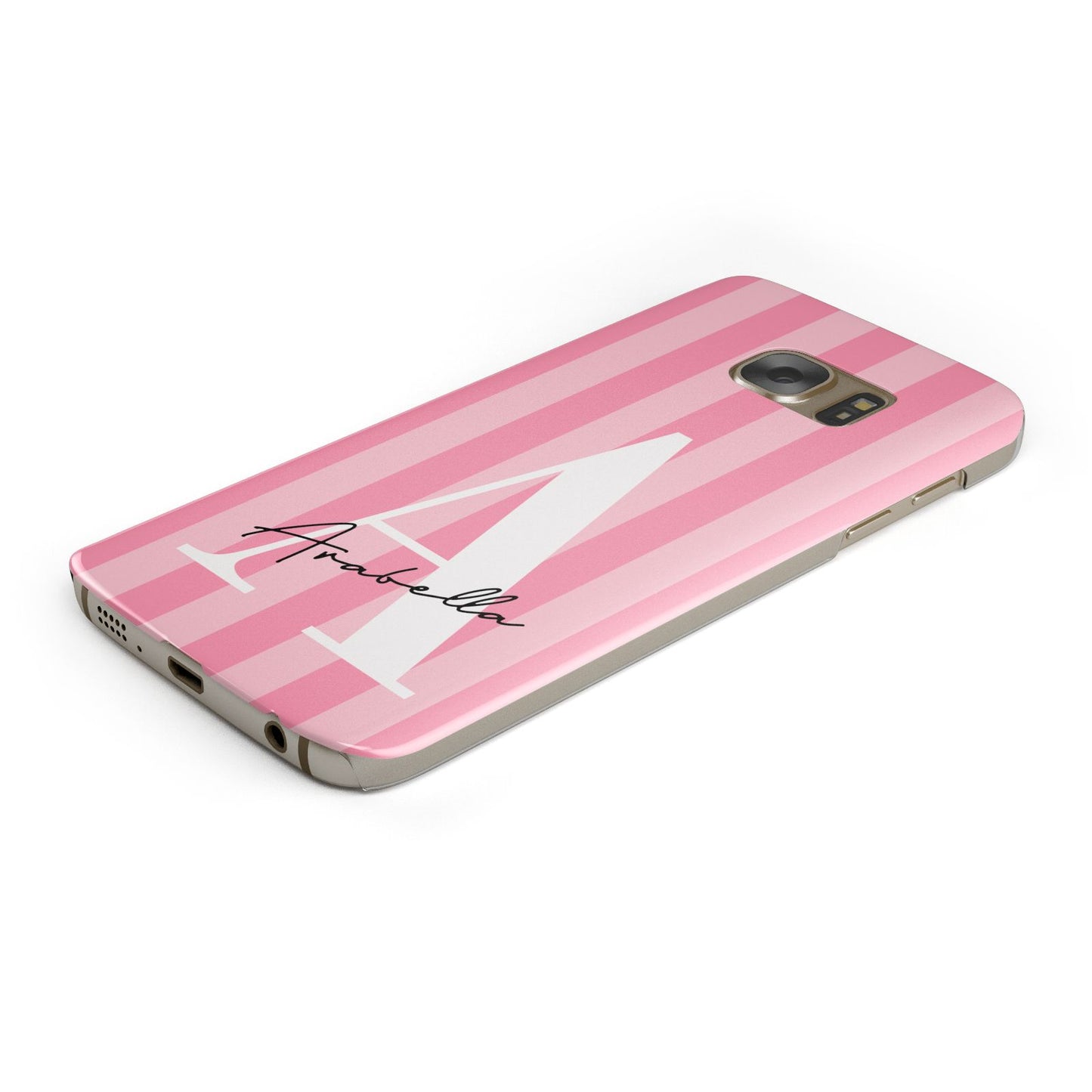 Personalised Pink Stripes Initial Samsung Galaxy Case Bottom Cutout
