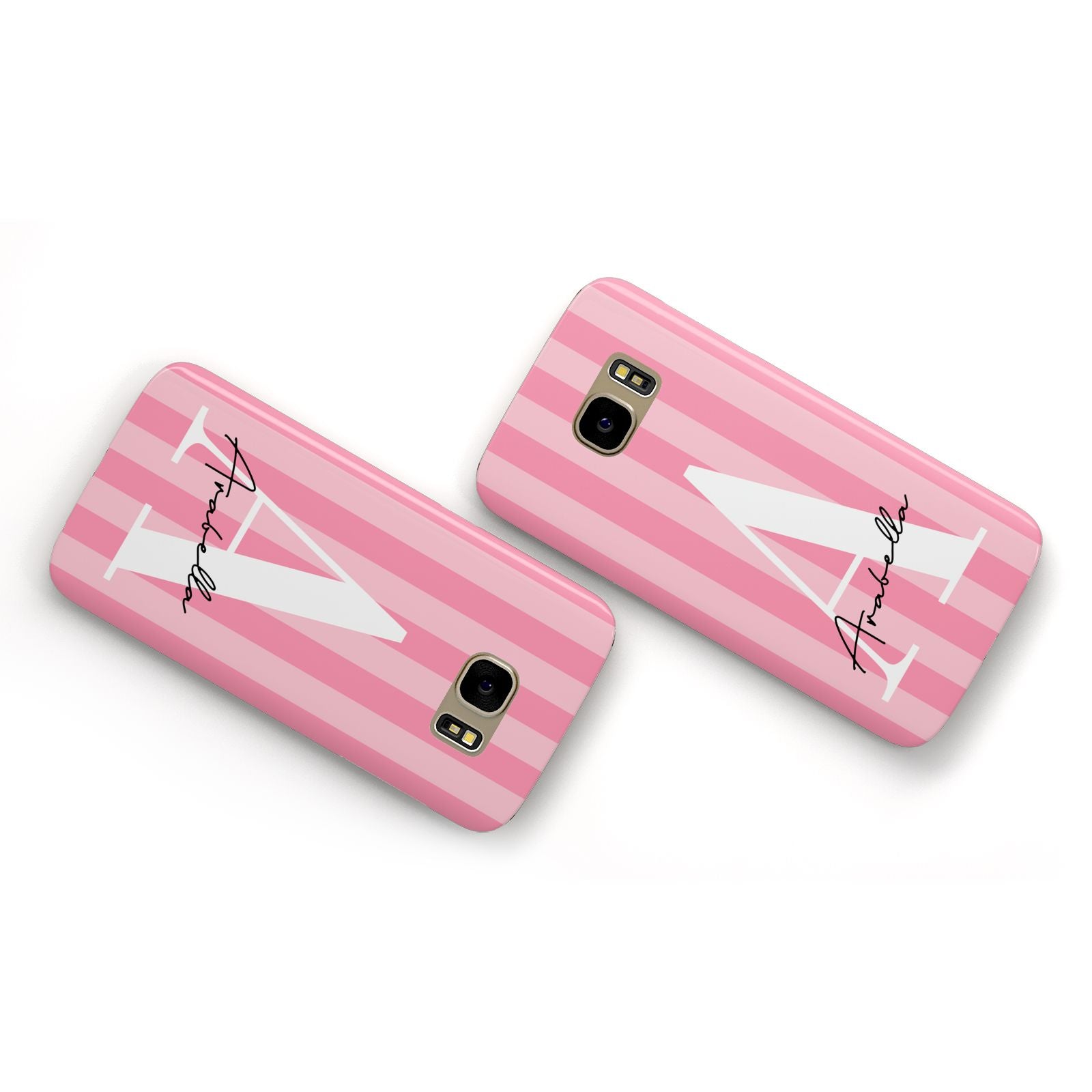 Personalised Pink Stripes Initial Samsung Galaxy Case Flat Overview