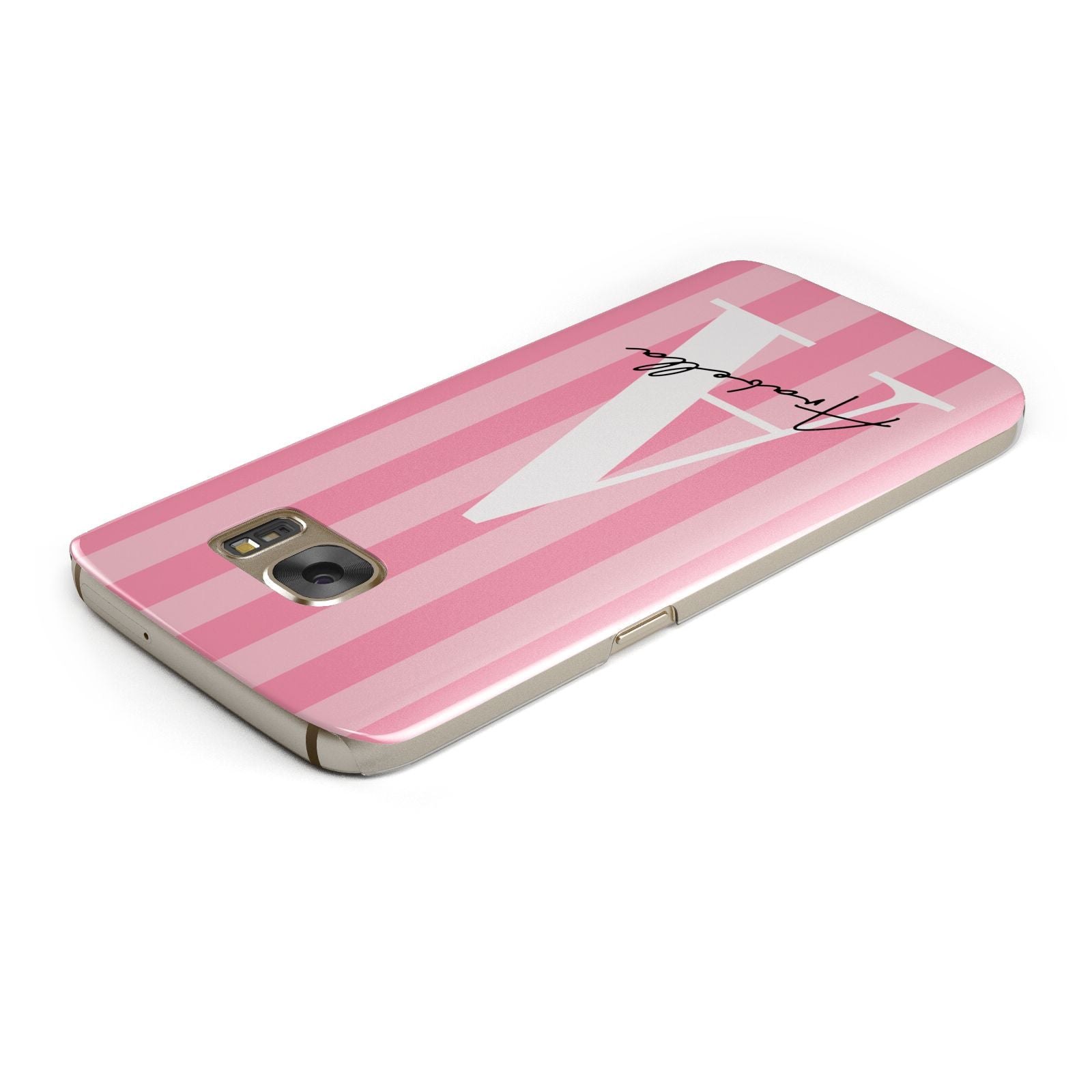 Personalised Pink Stripes Initial Samsung Galaxy Case Top Cutout