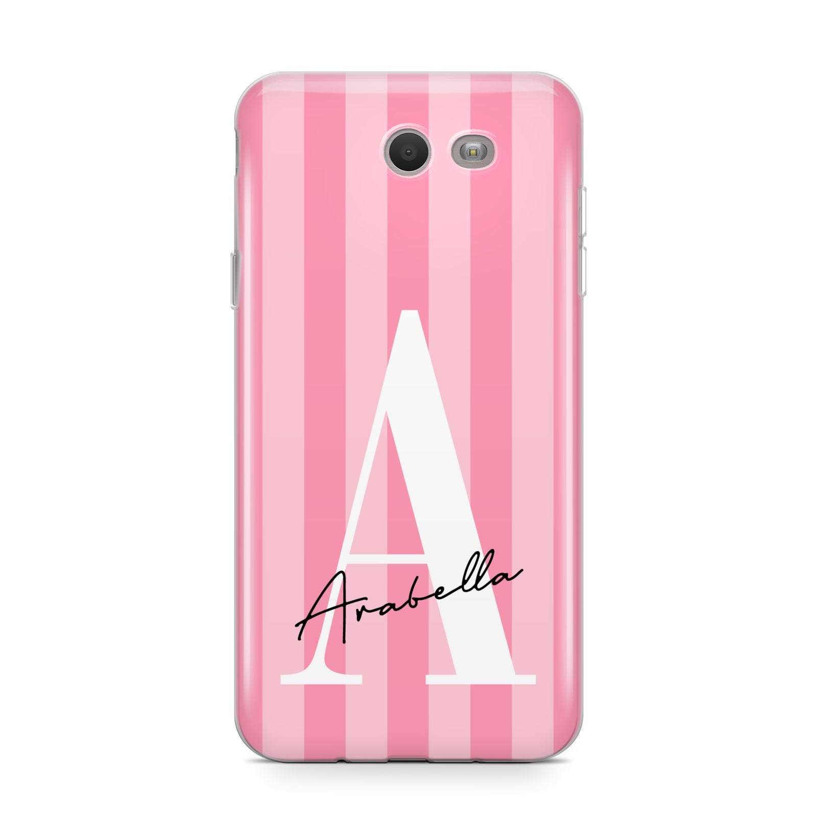 Personalised Pink Stripes Initial Samsung Galaxy J7 2017 Case