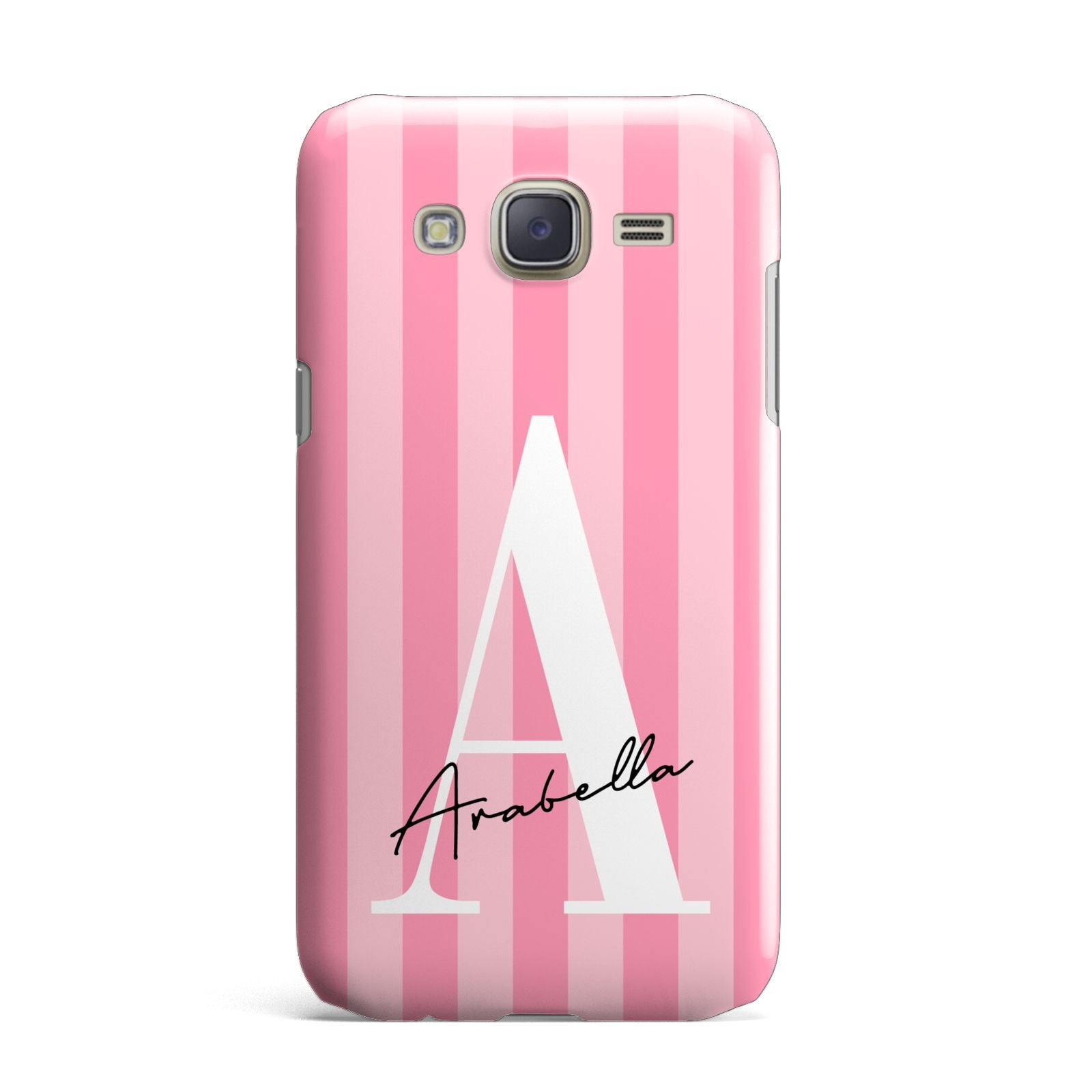 Personalised Pink Stripes Initial Samsung Galaxy J7 Case