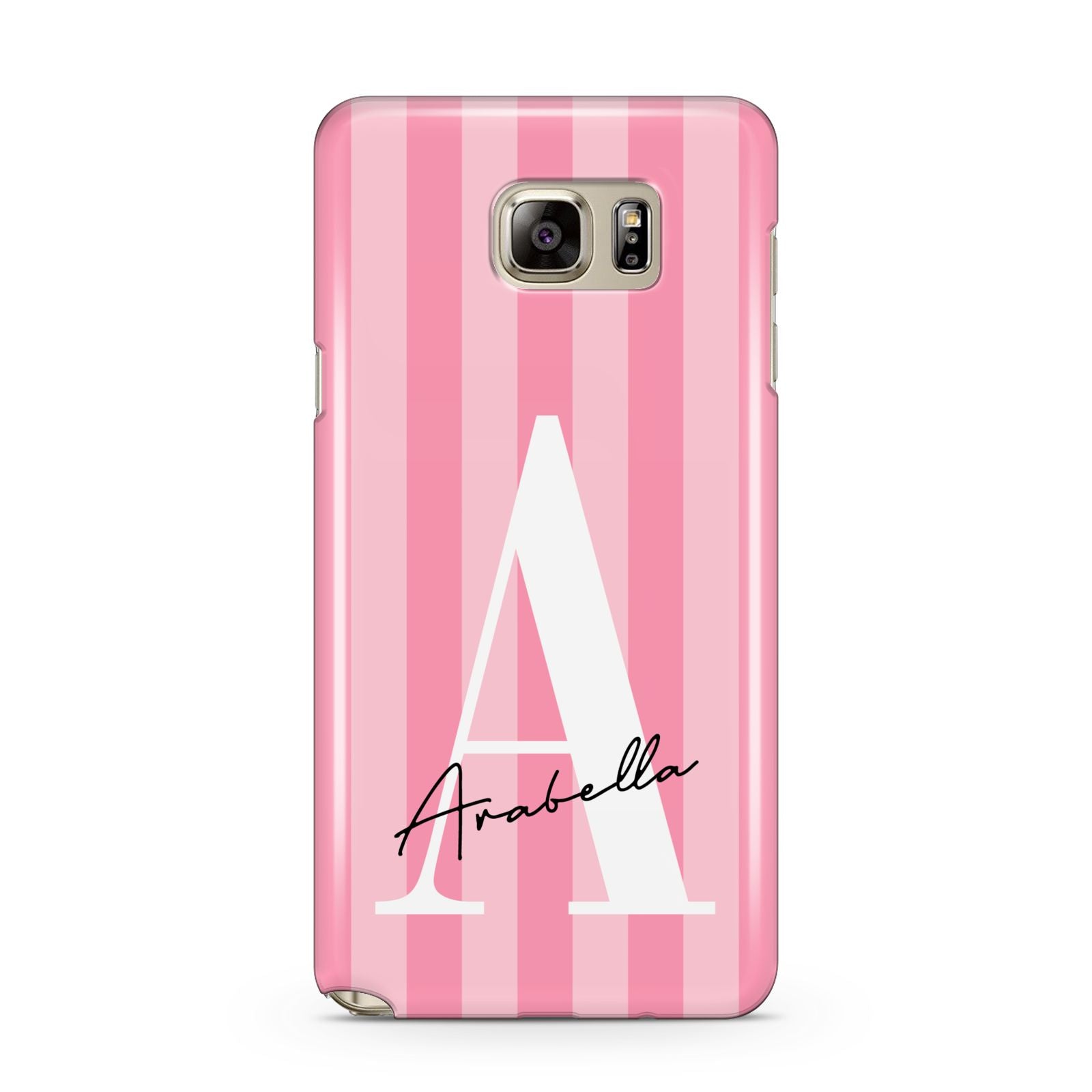 Personalised Pink Stripes Initial Samsung Galaxy Note 5 Case