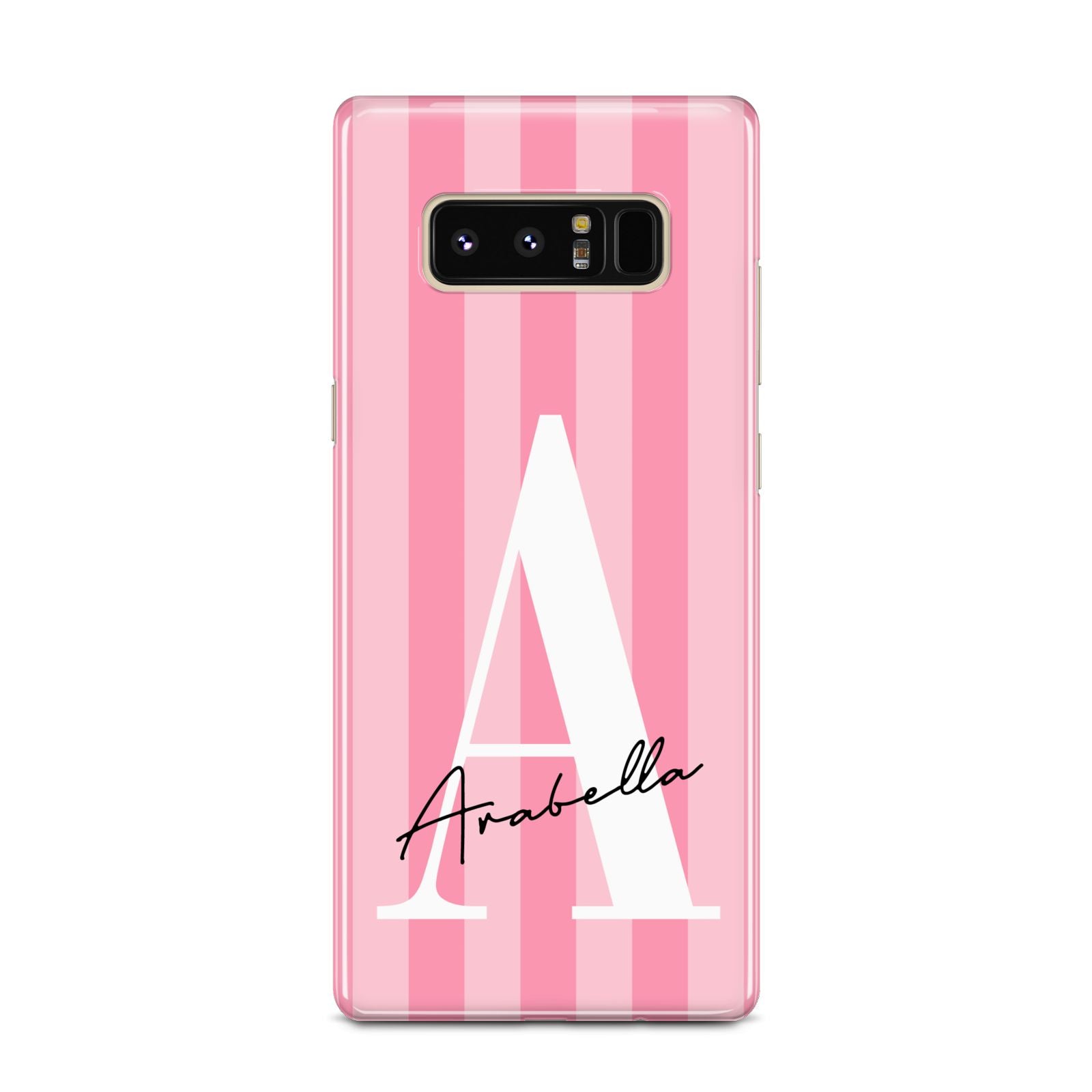 Personalised Pink Stripes Initial Samsung Galaxy Note 8 Case