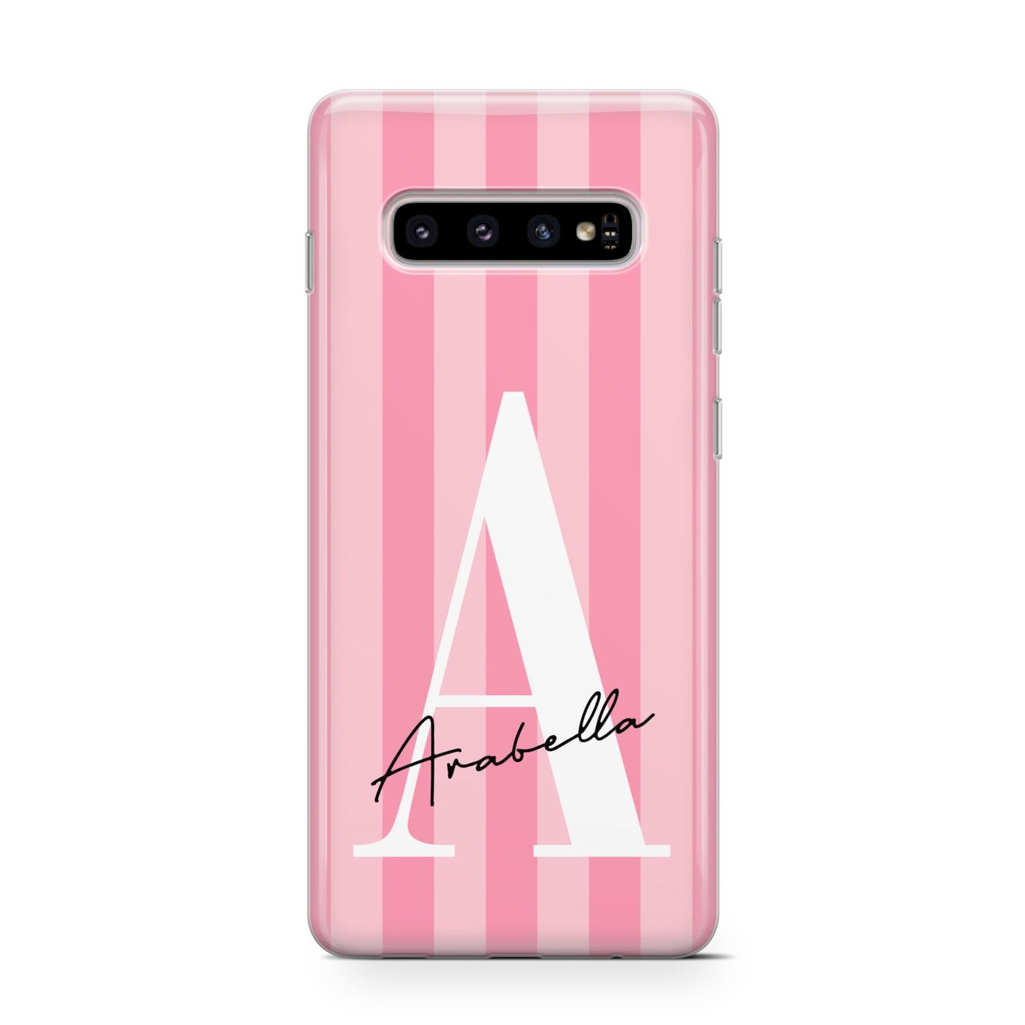 Personalised Pink Stripes Initial Samsung Galaxy S10 Case