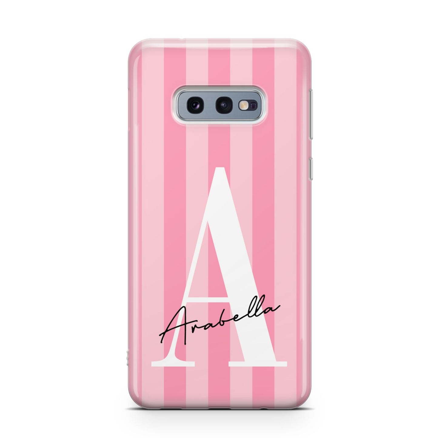 Personalised Pink Stripes Initial Samsung Galaxy S10E Case