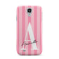 Personalised Pink Stripes Initial Samsung Galaxy S4 Case