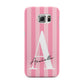 Personalised Pink Stripes Initial Samsung Galaxy S6 Edge Case