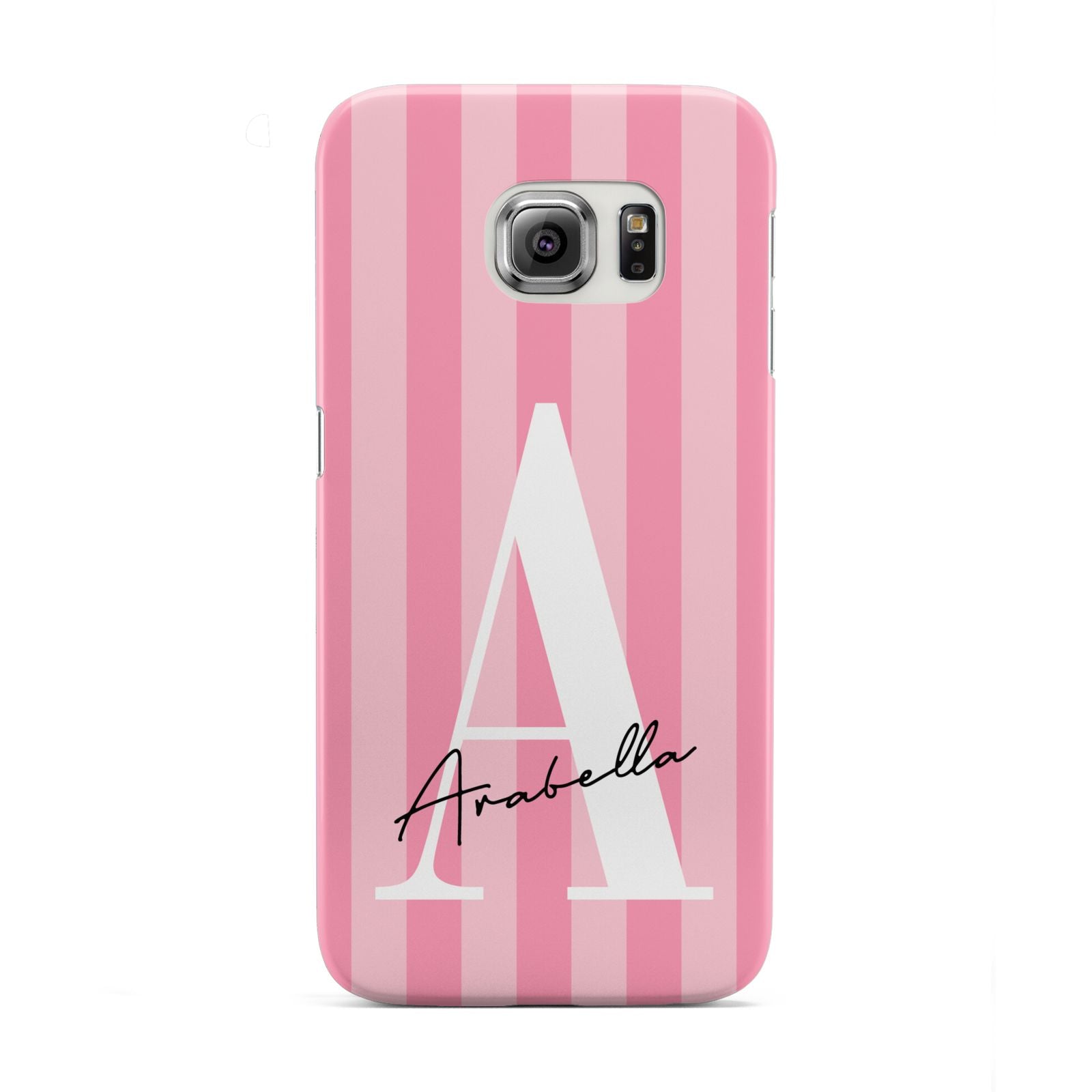 Personalised Pink Stripes Initial Samsung Galaxy S6 Edge Case