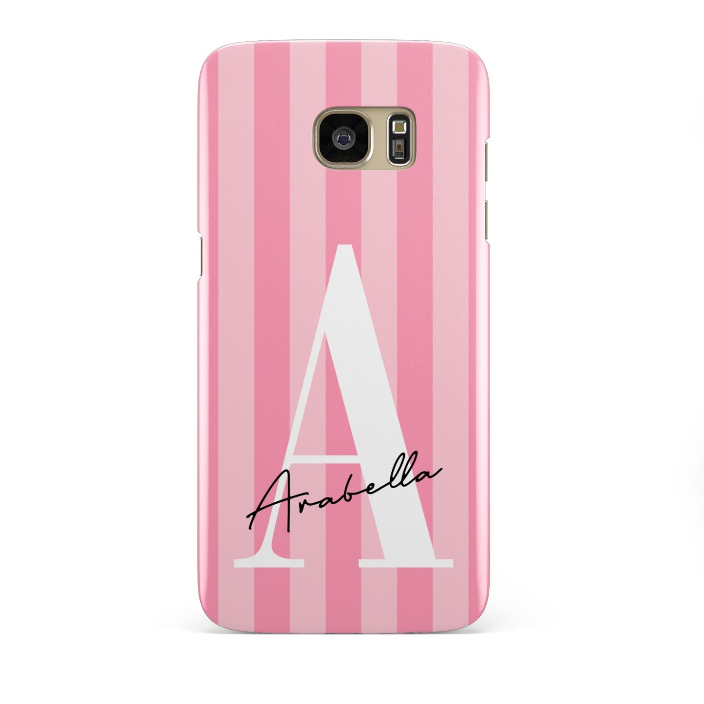 Personalised Pink Stripes Initial Samsung Galaxy S7 Edge Case