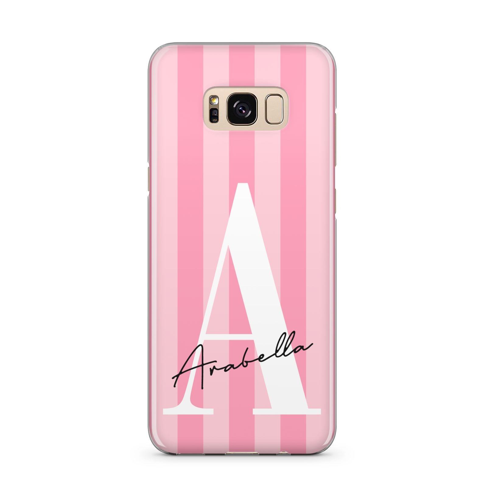Personalised Pink Stripes Initial Samsung Galaxy S8 Plus Case