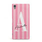 Personalised Pink Stripes Initial Sony Xperia Case