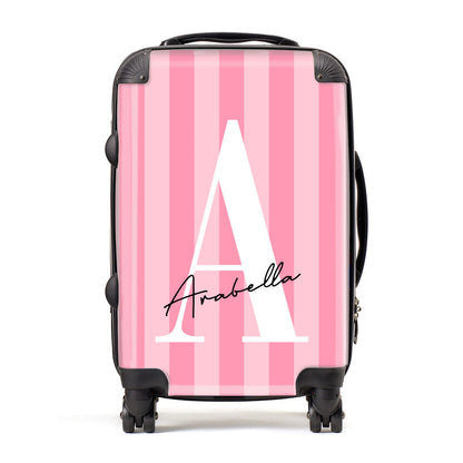 Personalised Pink Stripes Initial Suitcase
