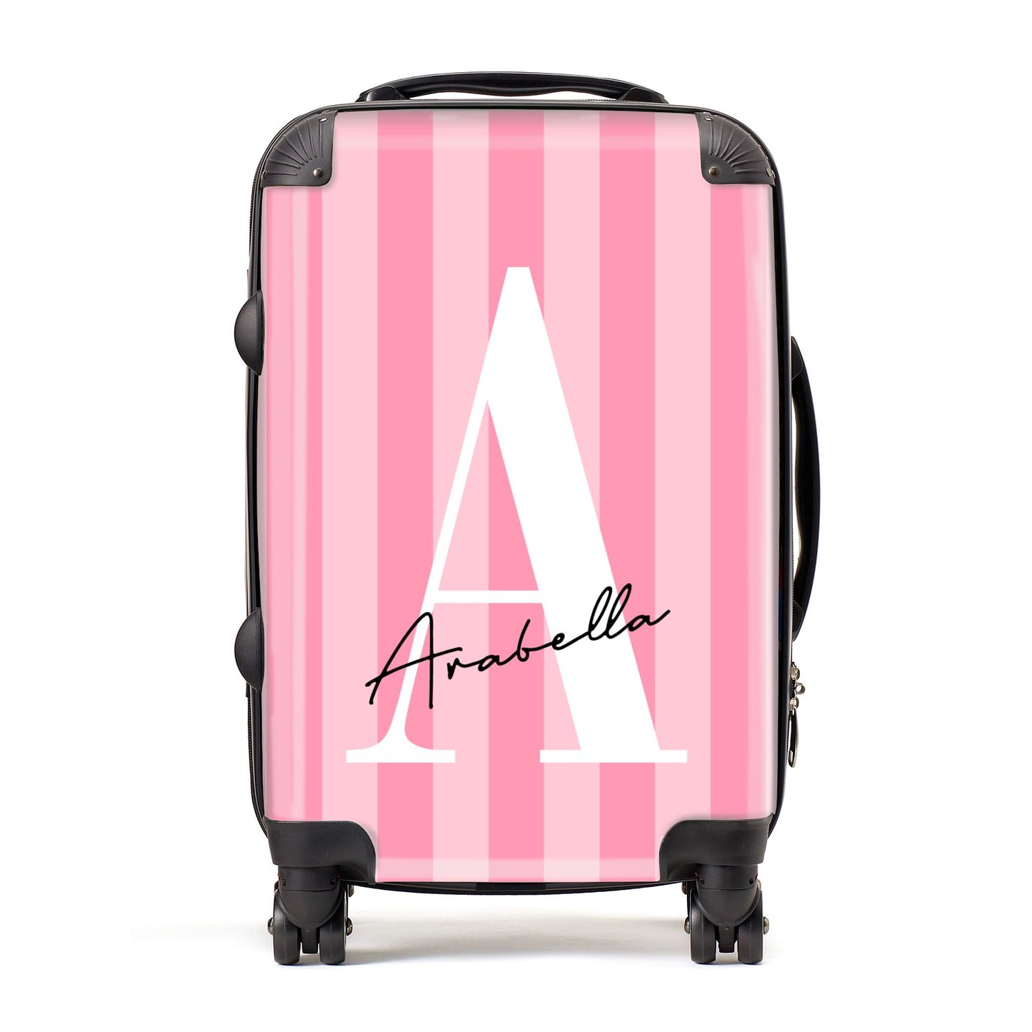 Personalised Pink Stripes Initial Suitcase