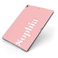 Personalised Pink Text Apple iPad Case on Grey iPad Side View