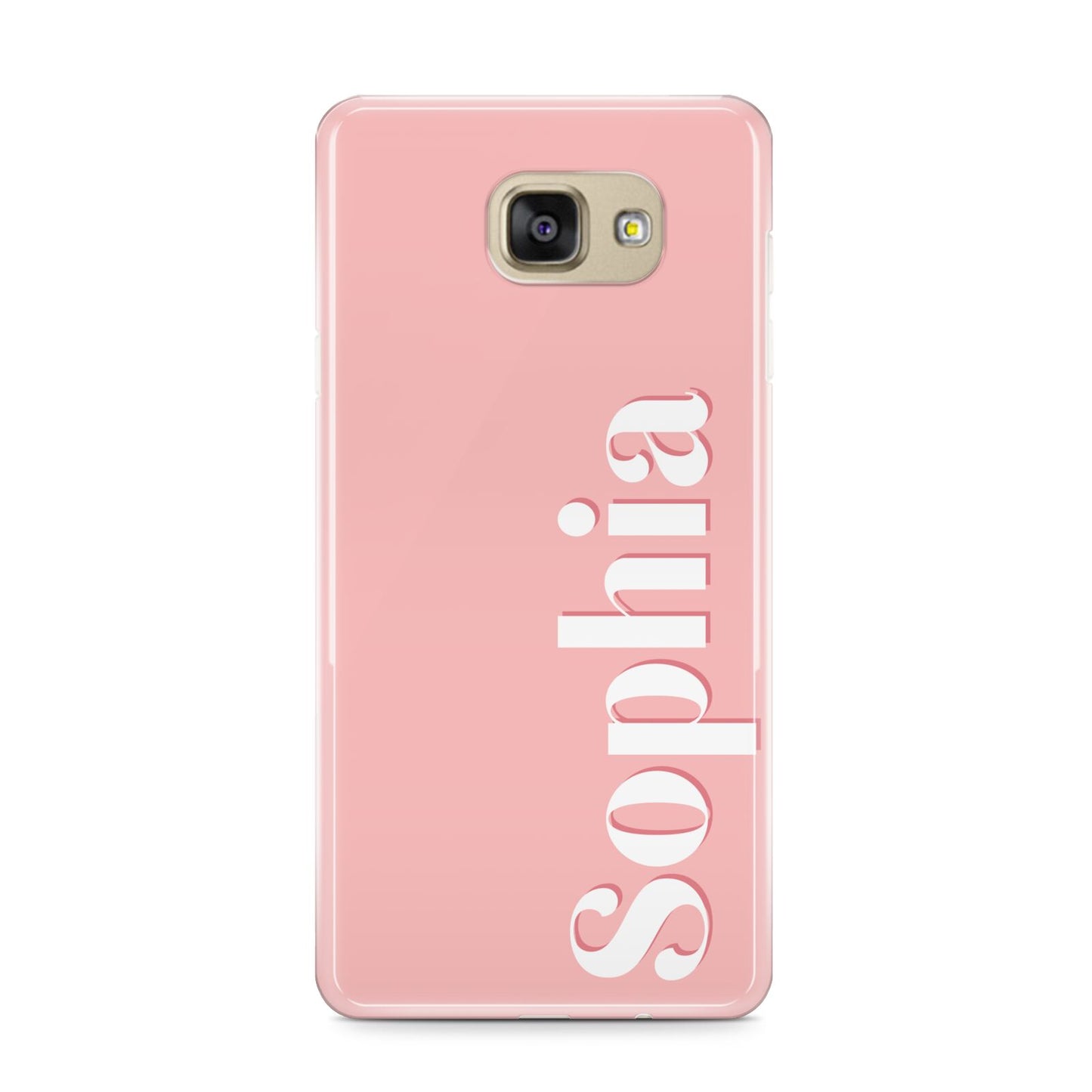 Personalised Pink Text Samsung Galaxy A9 2016 Case on gold phone
