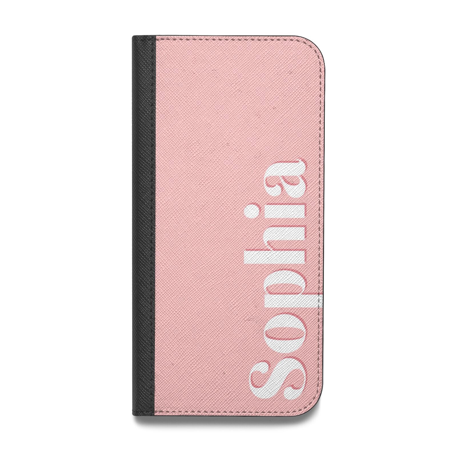 Personalised Pink Text Vegan Leather Flip Samsung Case
