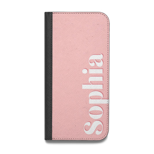 Personalised Pink Text Vegan Leather Flip Samsung Case