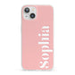 Personalised Pink Text iPhone 13 Clear Bumper Case