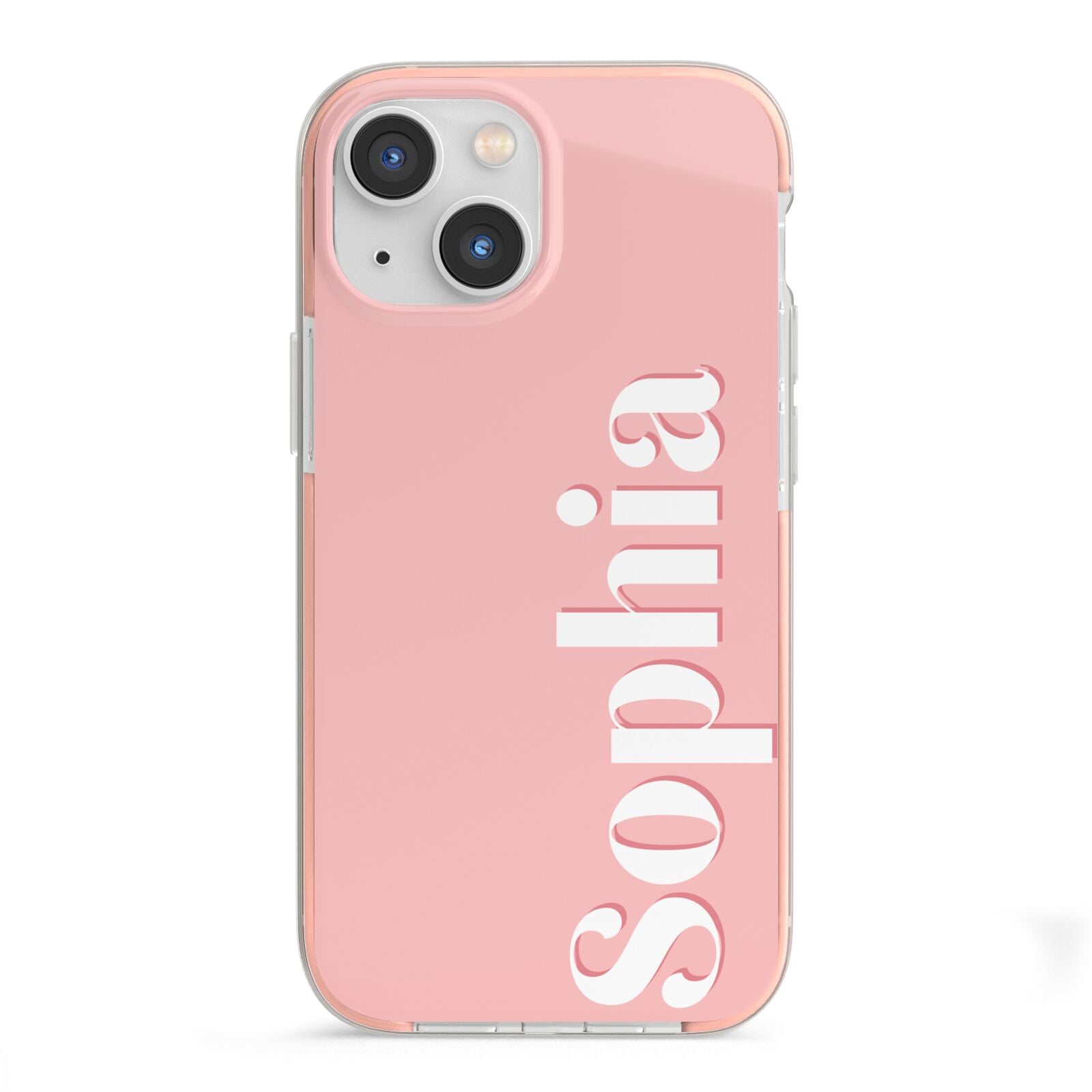 Personalised Pink Text iPhone 13 Mini TPU Impact Case with Pink Edges