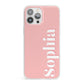 Personalised Pink Text iPhone 13 Pro Max Clear Bumper Case