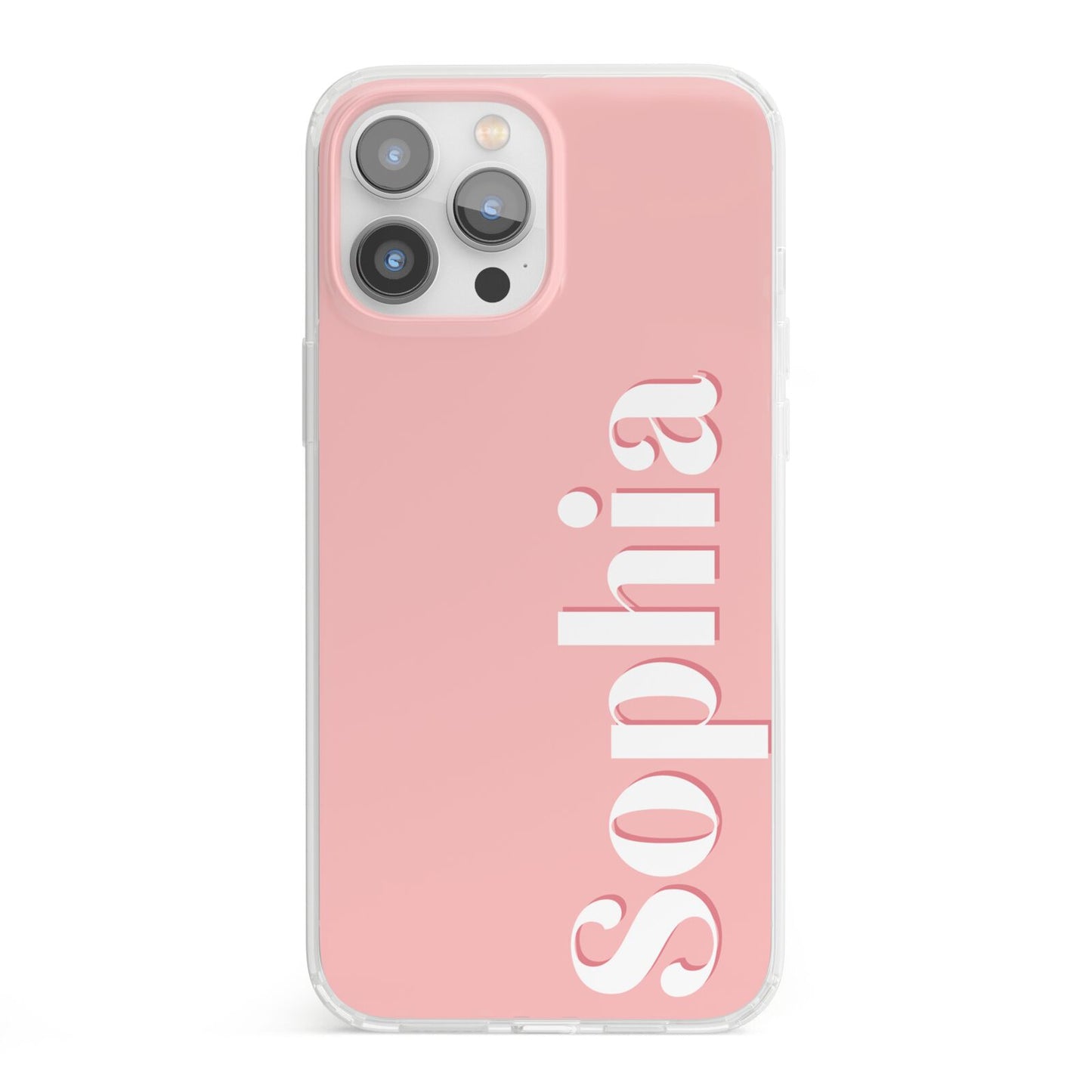Personalised Pink Text iPhone 13 Pro Max Clear Bumper Case