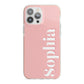 Personalised Pink Text iPhone 13 Pro Max TPU Impact Case with Pink Edges
