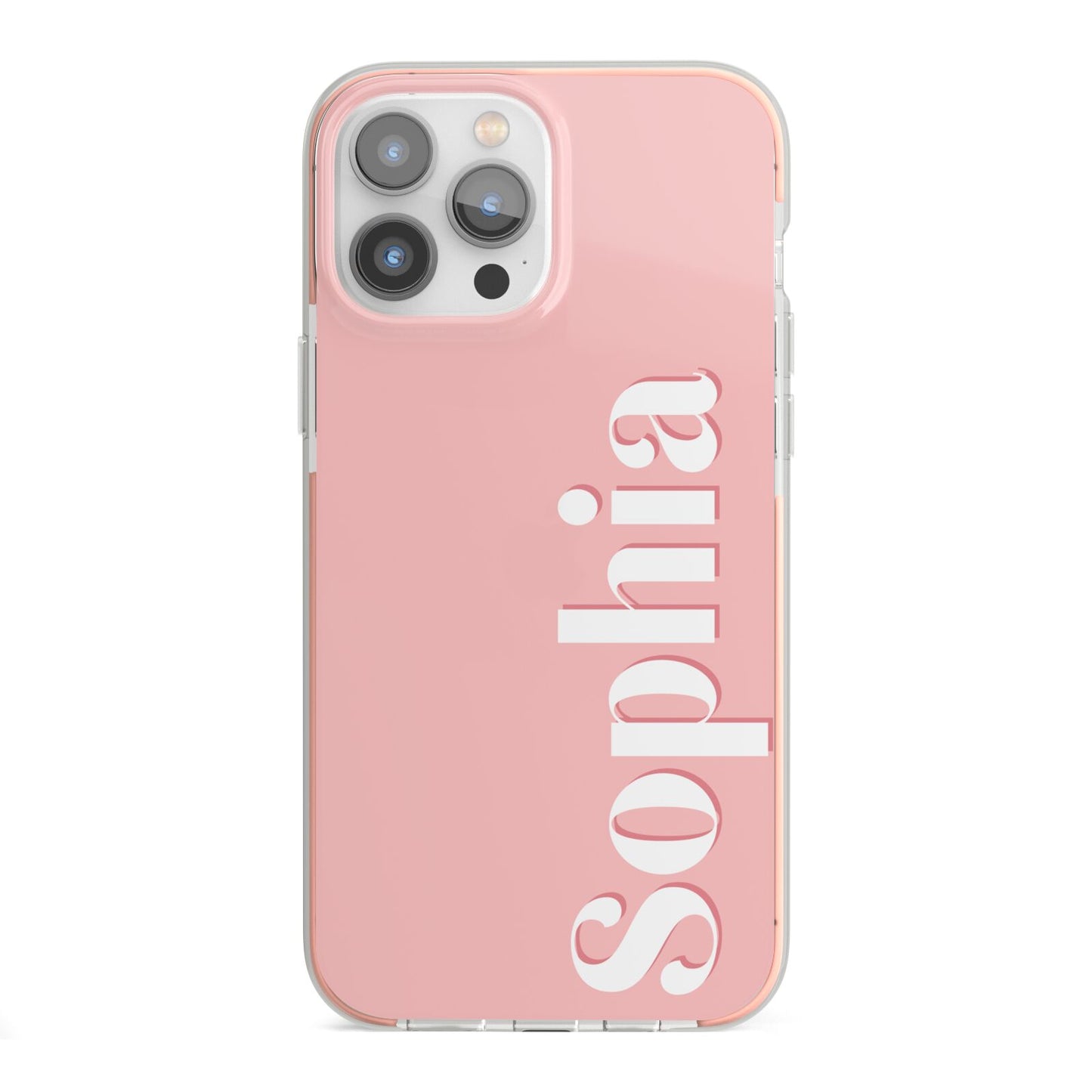 Personalised Pink Text iPhone 13 Pro Max TPU Impact Case with Pink Edges