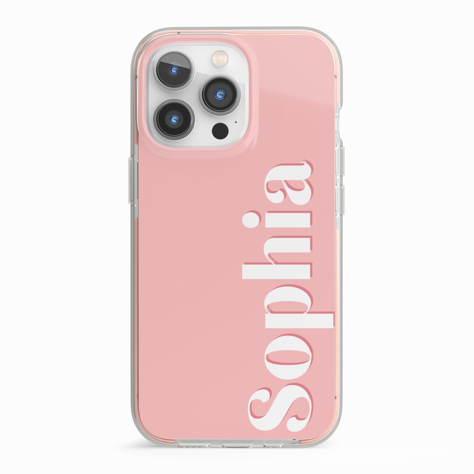 Personalised Pink Text iPhone 13 Pro TPU Impact Case with Pink Edges