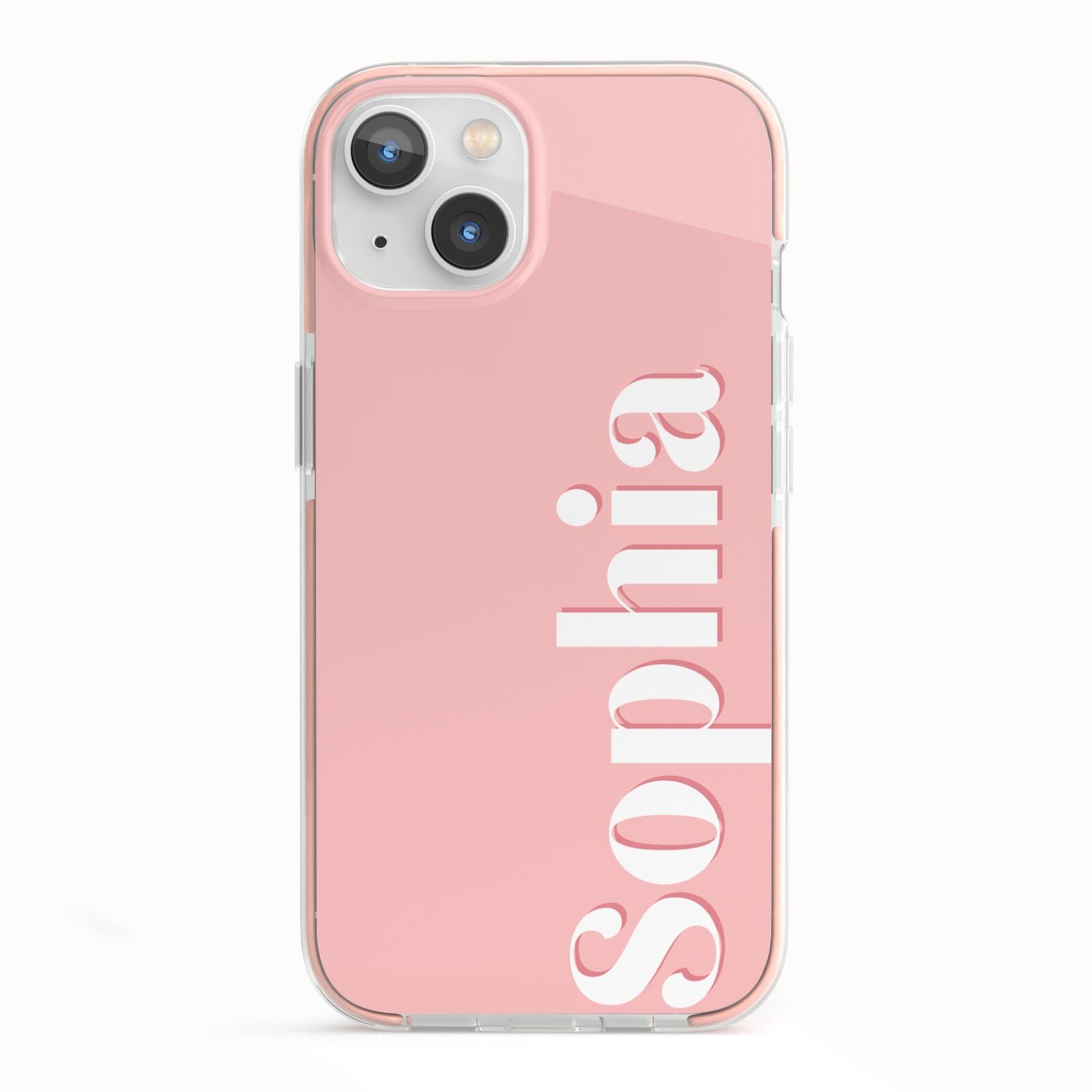 Personalised Pink Text iPhone 13 TPU Impact Case with Pink Edges