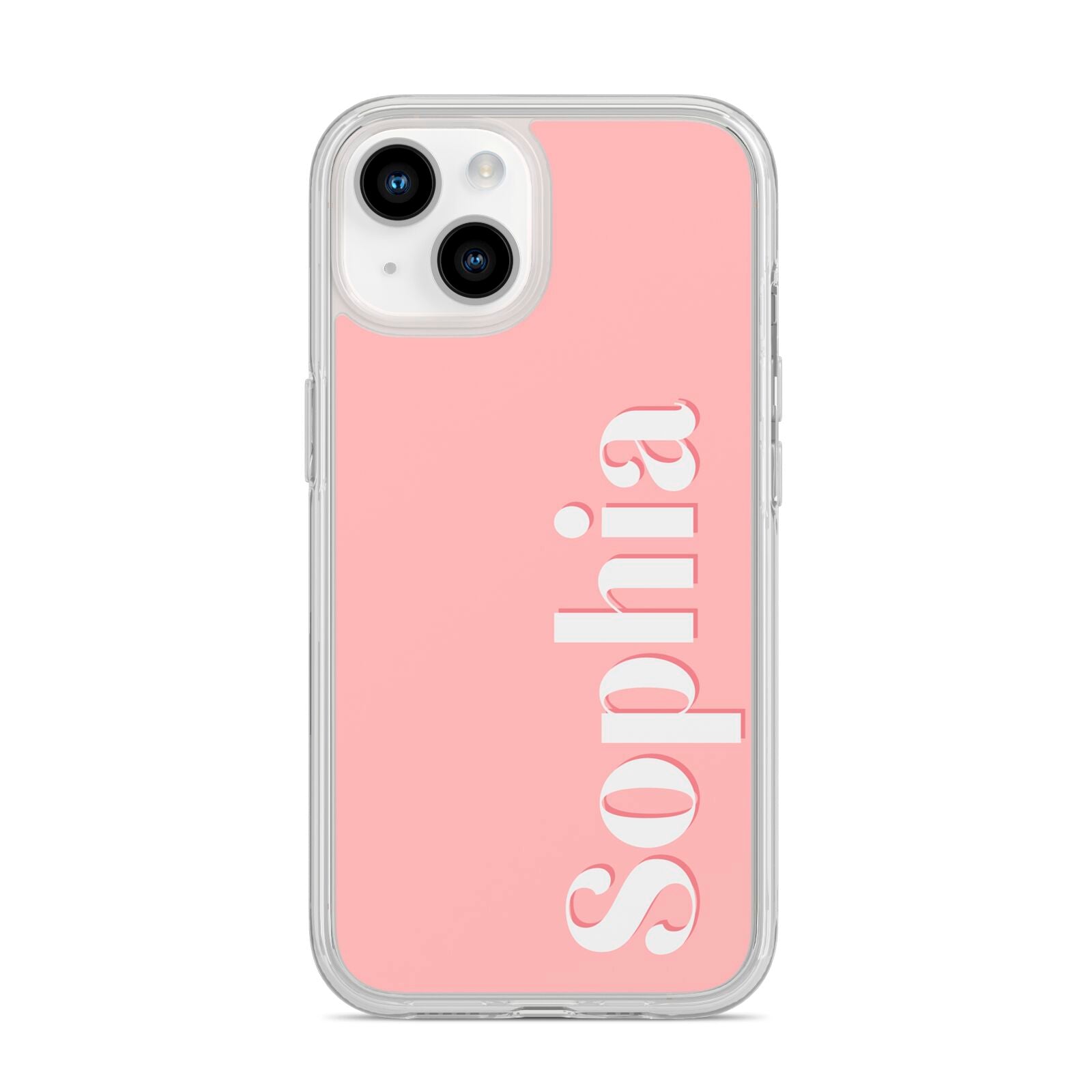 Personalised Pink Text iPhone 14 Clear Tough Case Starlight