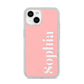 Personalised Pink Text iPhone 14 Glitter Tough Case Starlight
