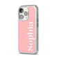 Personalised Pink Text iPhone 14 Pro Glitter Tough Case Silver Angled Image