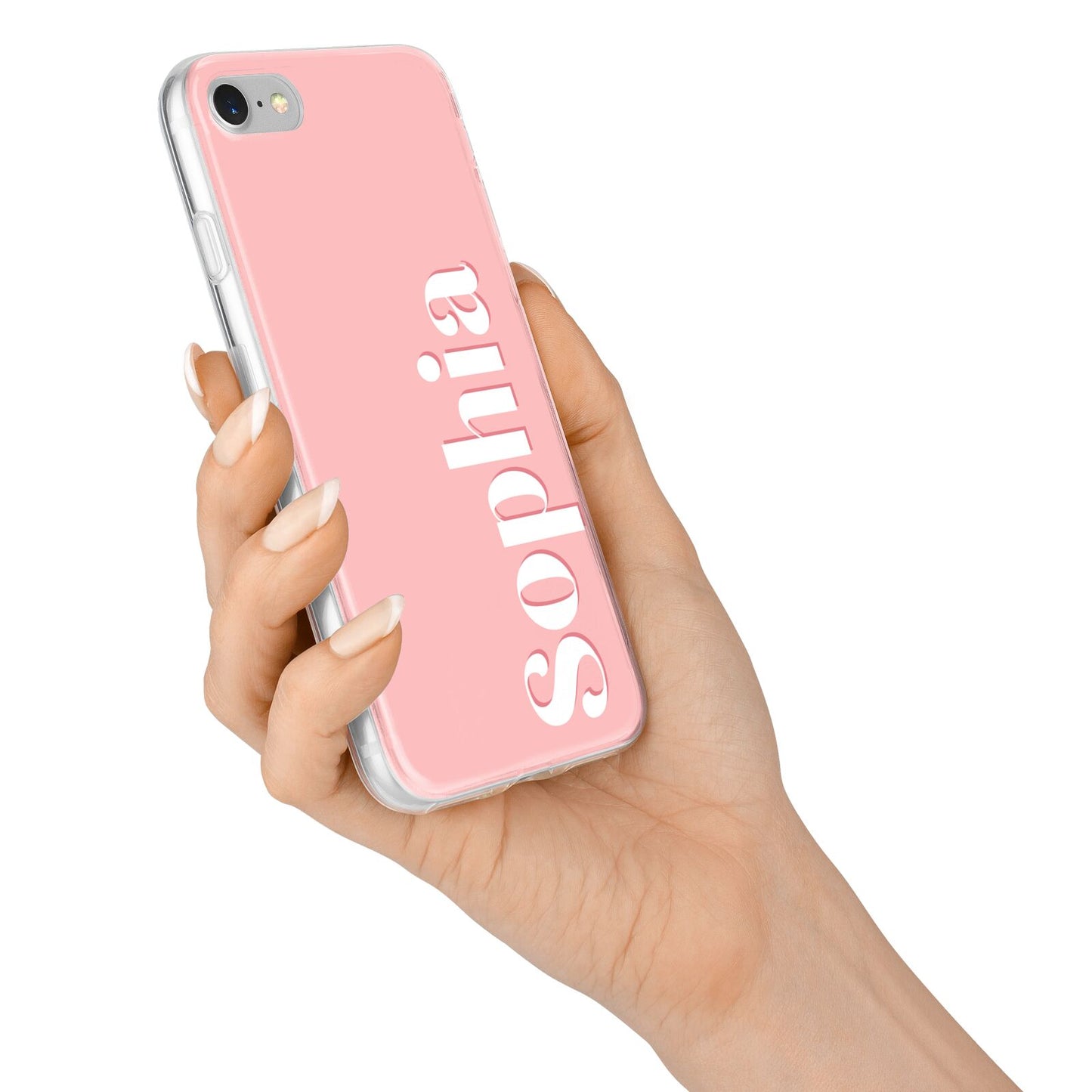 Personalised Pink Text iPhone 7 Bumper Case on Silver iPhone Alternative Image