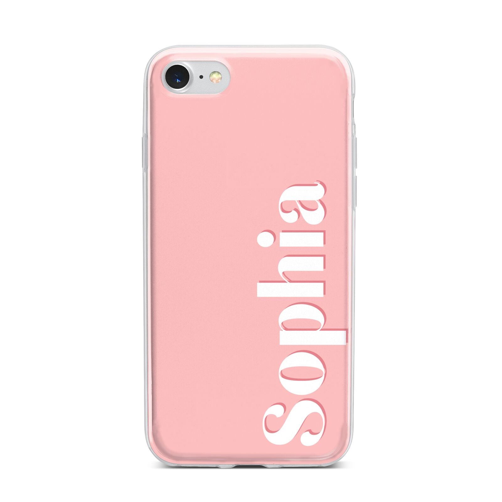 Personalised Pink Text iPhone 7 Bumper Case on Silver iPhone