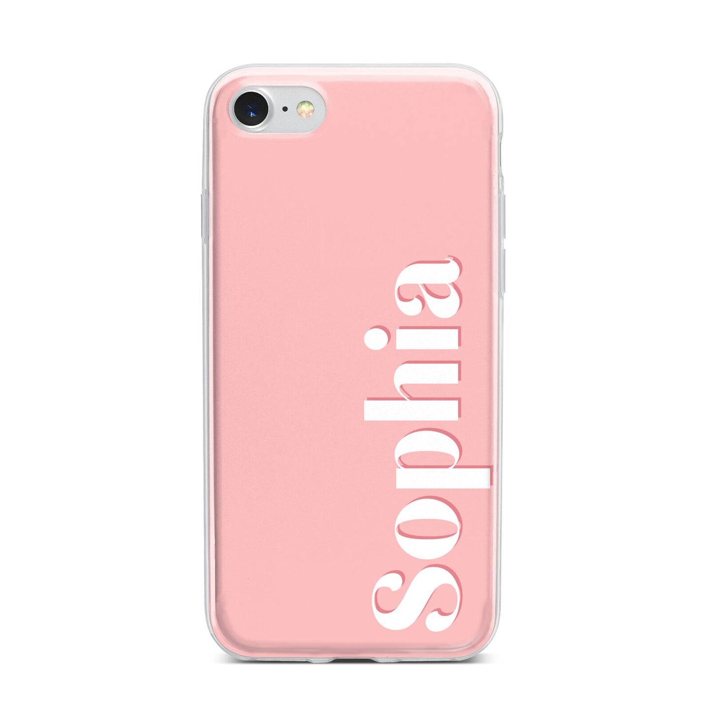 Personalised Pink Text iPhone 7 Bumper Case on Silver iPhone