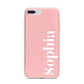 Personalised Pink Text iPhone 7 Plus Bumper Case on Silver iPhone