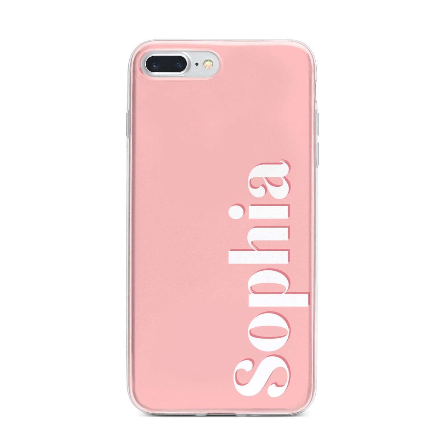 Personalised Pink Text iPhone 7 Plus Bumper Case on Silver iPhone