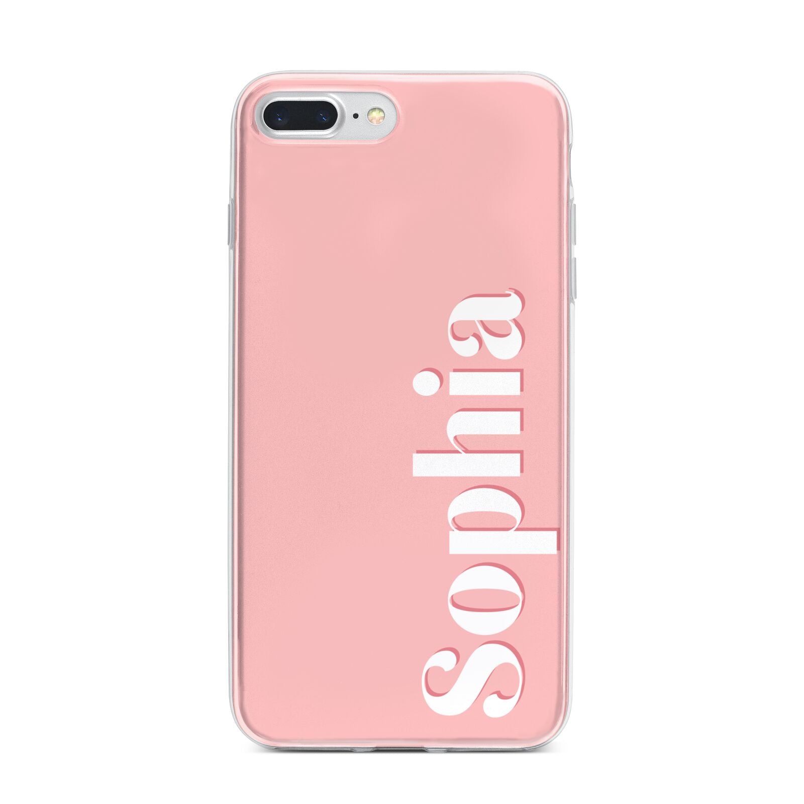 Personalised Pink Text iPhone 7 Plus Bumper Case on Silver iPhone