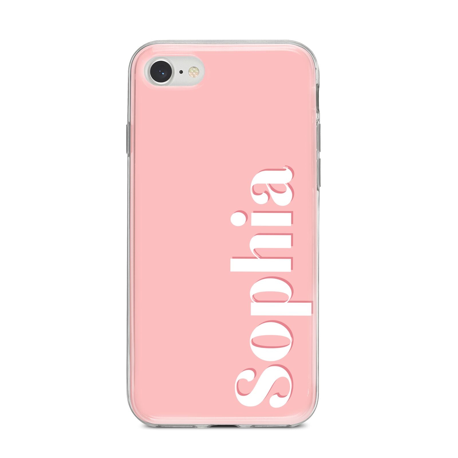 Personalised Pink Text iPhone 8 Bumper Case on Silver iPhone