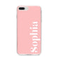 Personalised Pink Text iPhone 8 Plus Bumper Case on Silver iPhone