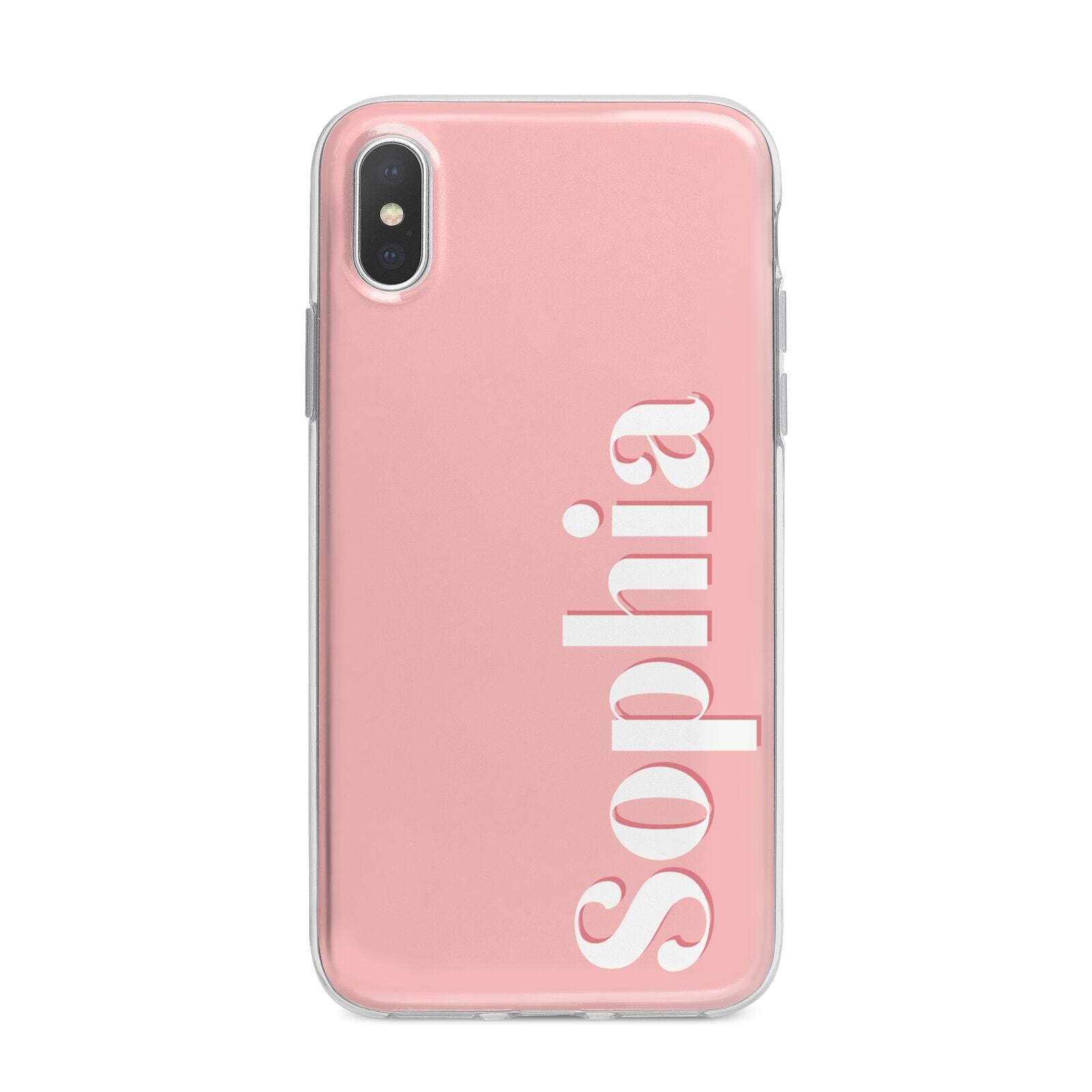 Personalised Pink Text iPhone X Bumper Case on Silver iPhone Alternative Image 1