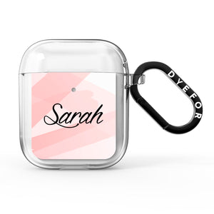 Personalised Pink Watercolour & Name AirPods Case