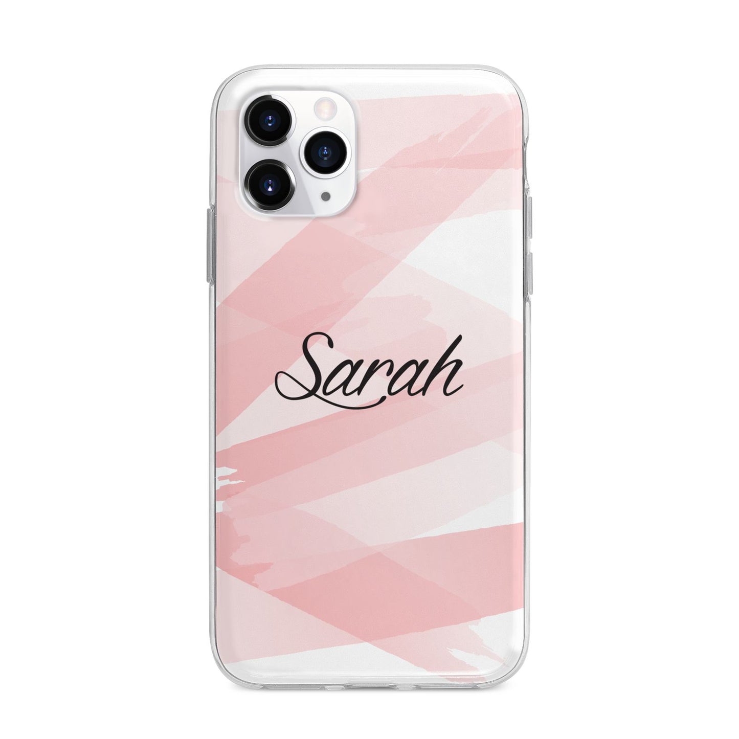 Personalised Pink Watercolour Name Apple iPhone 11 Pro in Silver with Bumper Case