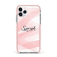 Personalised Pink Watercolour Name Apple iPhone 11 Pro in Silver with Pink Impact Case